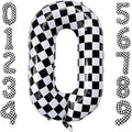 Checkered Number 0 Balloons 40 Inch Giant Race Car Checkered 0 Balloons by LHOAVWE
