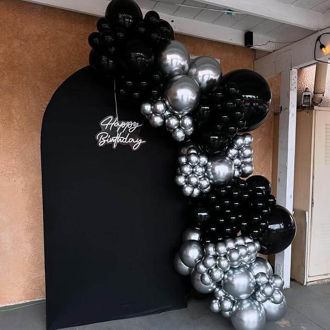 Black and Silver Balloons Arch Kit, 18 12 10 5 inch, Graduation, Anniversary - Image 4