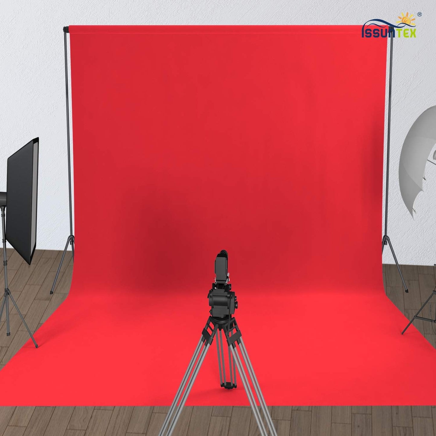 ISSUNTEX 5X7 ft Background Muslin Backdrop, Photo Studio, Collapsible High Density Screen for Video Photography and Television-Red