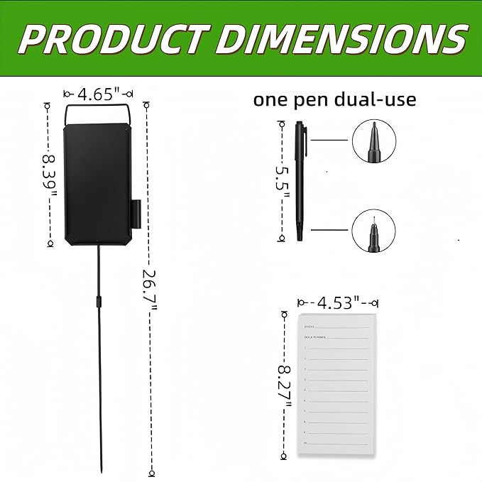 Golf Metal Proximity Marker, Closest to The Pin Marker Set- Includes Golf Course Fairway Distance Markers, Pens and Cards Perfect for Sports & Outdoors Golf Tournament Signs（4 Pack）