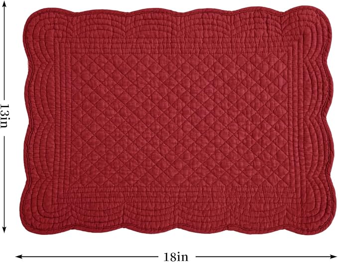 HOMBYS Quilted Placemats Set of 6 Washable-13x18 inches Rectangular Placemats - Image 2