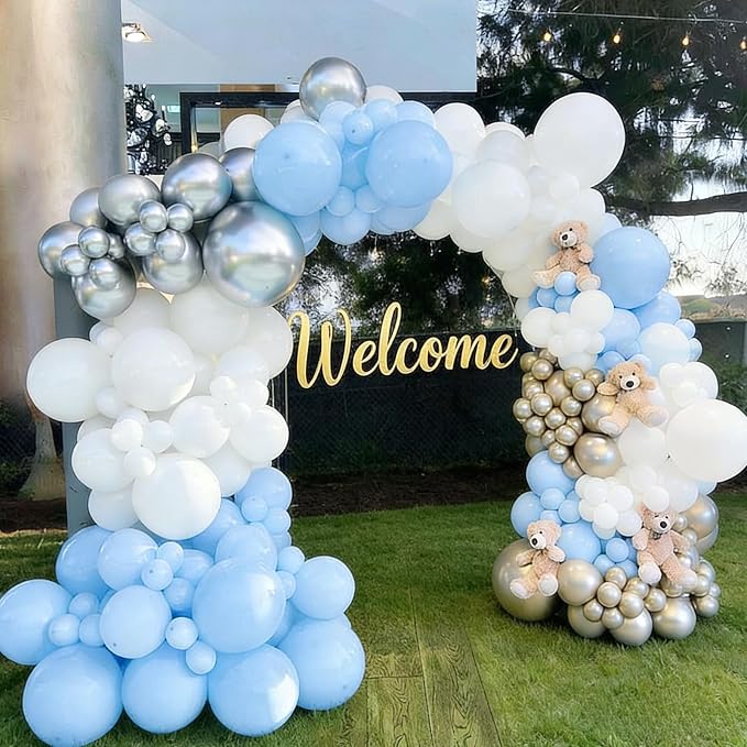 40 Pcs Light Blue Balloons, 12 Inch Pastel Macaron Blue Latex Balloons - Image 3