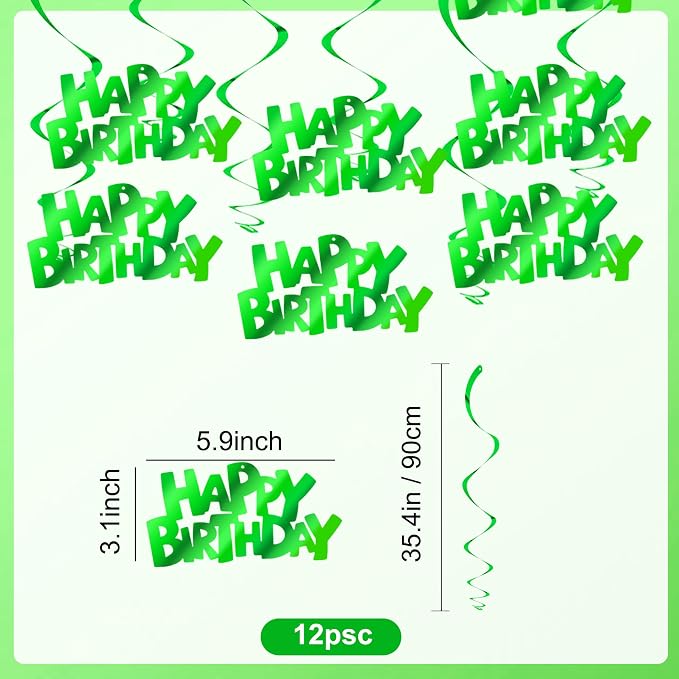 BEISHIDA 12 Pcs Happy Birthday Hanging Swirl Decorations - Image 2