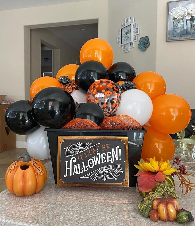 Halloween Balloons Black Orange Balloons Set - Image 3