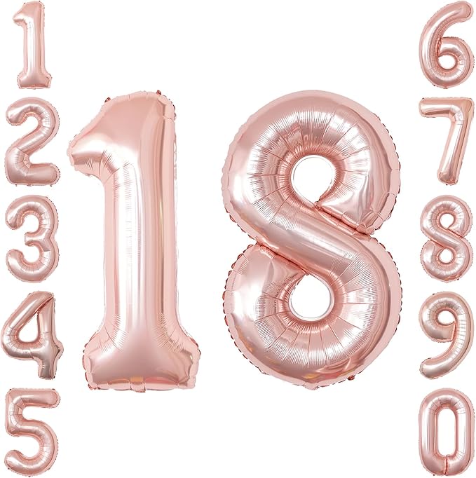Rose Gold Number 18 Balloon 40 Inch, Shiny Foil by Unknown