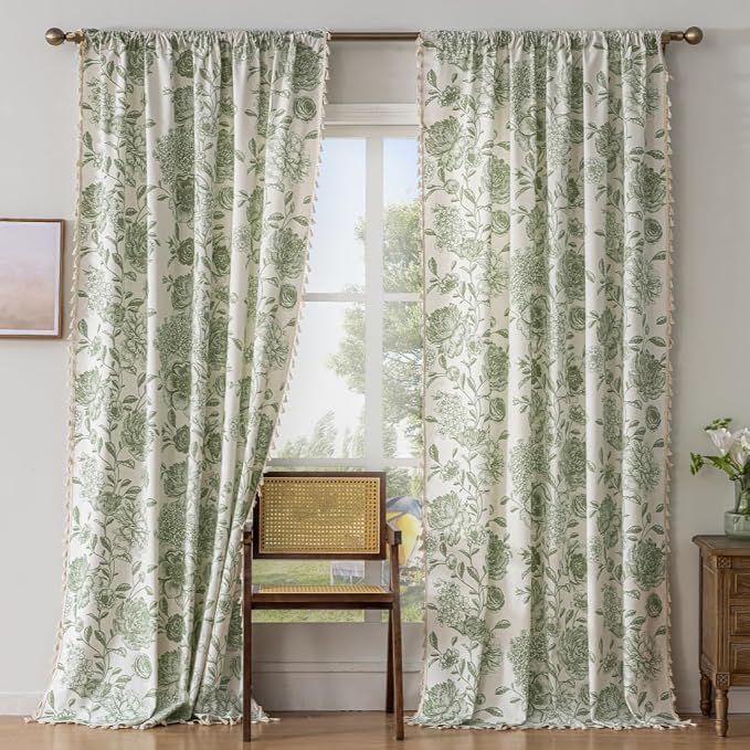 F-CHU Boho Floral Linen Curtains - Image 4