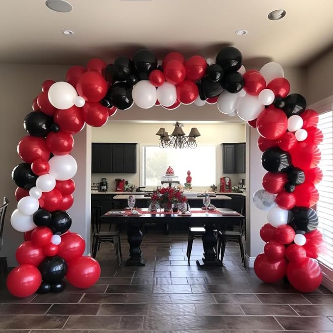 Voircoloria 148pcs Red Black White Balloons Arch Kit, 18 12 10 5 Inch | - Image 5