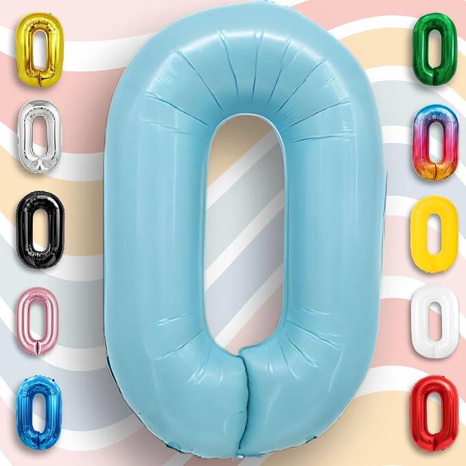 Candy Blue Number Balloon 0 Mylar Foil Balloons 32 inch - Image 6