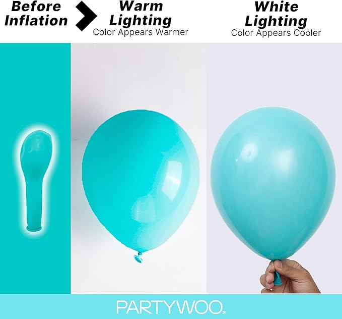 PartyWoo Teal Balloons 152pcs Turquoise Dark Teal Color Different Sizes | 18 12 - Image 3