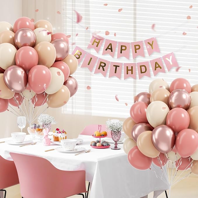 60pcs Dusty Pink Balloons, Blush Pink Dusty Rose Nude Ivory White Metallic Rose - Image 7
