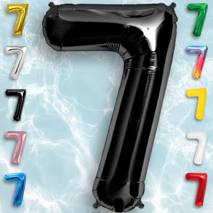 Black Number Balloon 7 Mylar Foil Balloons 40 inch - Image 6