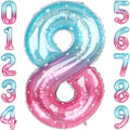 40 Inch Pink Blue Number 8 Balloon, Large Gradient Foil 8 Balloon by Unknown