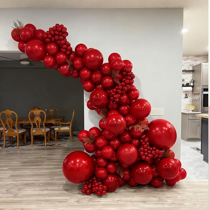 Awenztech 122pcs Dark Red Balloons Different Sizes, 18 12 10 5 inch Dark Red - Image 7
