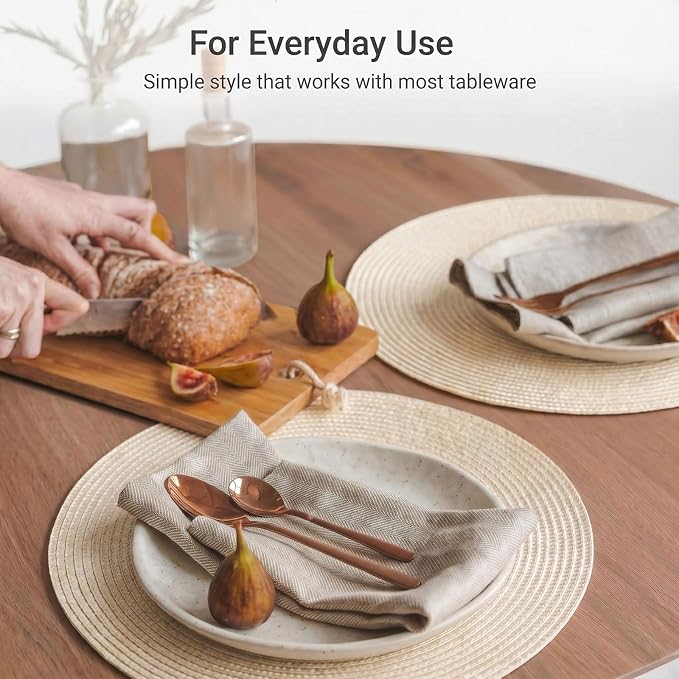 FunWheat Round Braided Placemats Set of 4 Table Mats - Image 6