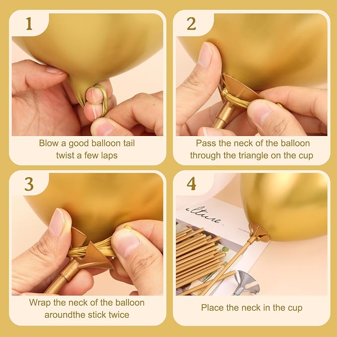 PP OPOUNT 35 PCS Gold Balloon Sticks, 12.6 inches, Party Decoration, - Image 3