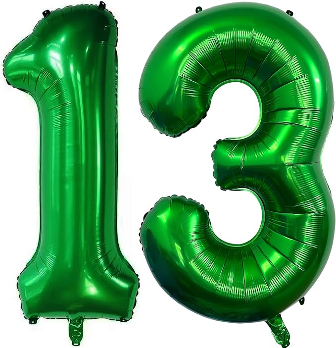 Number 13 Dark Green Balloons 40 Inch Giant Green 13 Numer Foil Helium Balloons by LHOAVWE