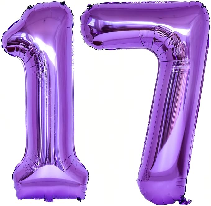 Number 17 Purple Balloons 40 Inch Giant Purple 17 Number Foil Helium Balloons by LHOAVWE