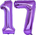 Number 17 Purple Balloons 40 Inch Giant Purple 17 Number Foil Helium Balloons by LHOAVWE