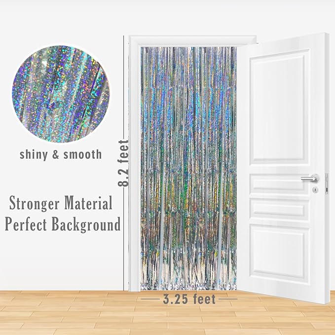 GOER 6.4 ft x 8.2 ft Metallic Tinsel Foil Fringe Curtains, Graduation - Image 6