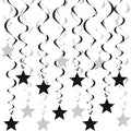 Silver Black Star Hanging Swirl Decorations Ceiling Swirl Foil Decoration by Unknown