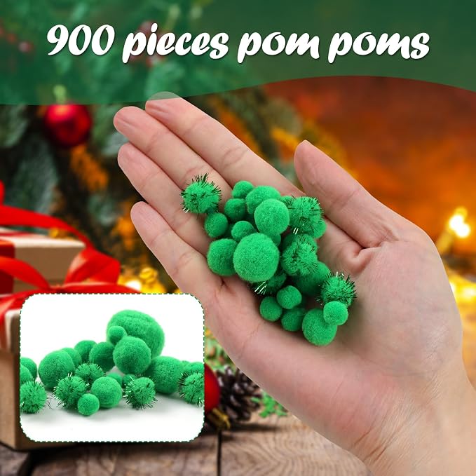 900 PCS Pom Poms, Soft and Fluffy Craft Pom Poms, - Image 3