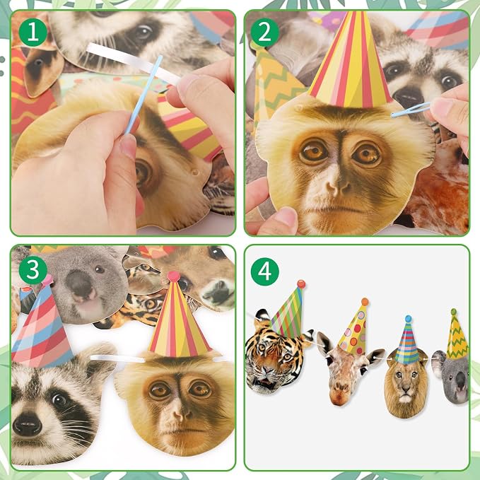 Hooqict Safari Animals Happy Birthday Banner Animal Birthday Party Decorations - Image 8