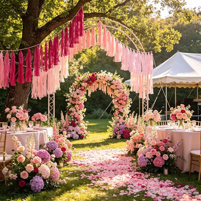 Pink Gradient Tissue Paper Tassels 30pcs, Adding Festive Whimsy to Any - Image 4