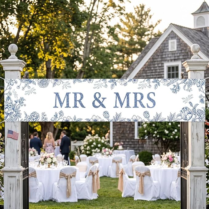 Mr And Mrs Wedding Decor Banner Decorations Party Hanging Sign | Reusable - Image 4