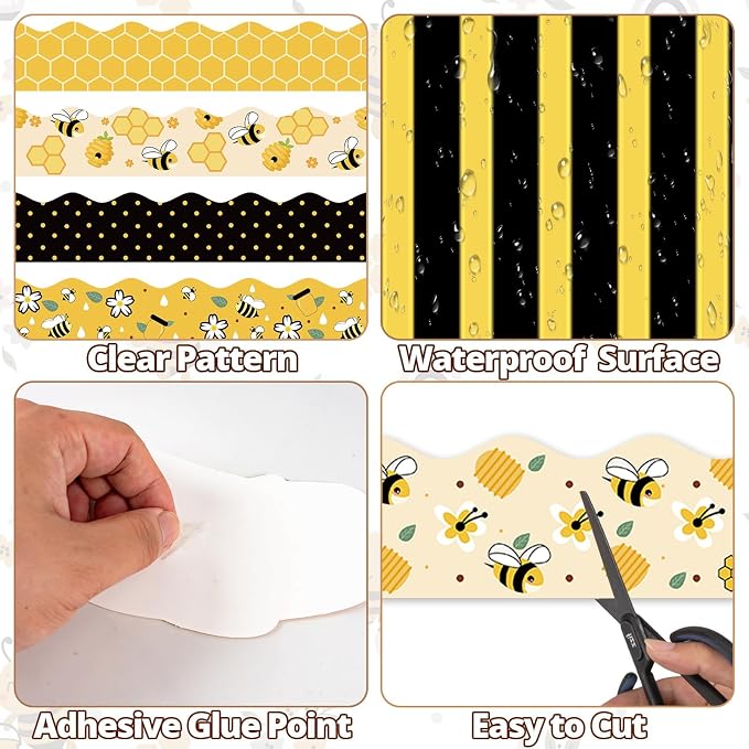 VABAMNA 84ft Bee Bulletin Board Borders Bee Classroom Decorations, Cartoon Bee - Image 4