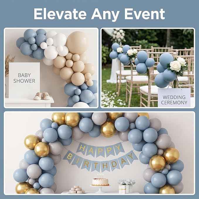 40pcs Dusty Blue Balloons 12 Inch, Helium Matte Muted Slate Blue Balloons | - Image 3
