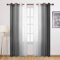 DWCN Black Ombre Faux Linen Sheer Curtains by DWCN