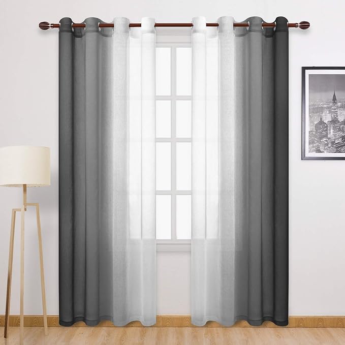DWCN Black Ombre Sheer Curtains by DWCN