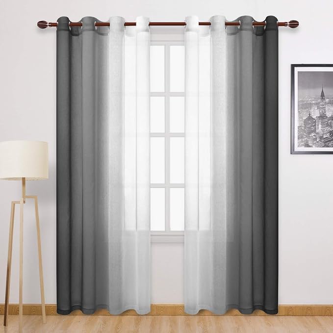 DWCN Black Ombre Sheer Curtains by DWCN