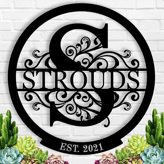 Personalized Metal Signs |Custom Monogram Name Sign | Wedding Gifts for Couples 2025 | Outdoor Wall Art for Family Name | Anniversary Wedding Gifts for Women, Wife, Parents, couple