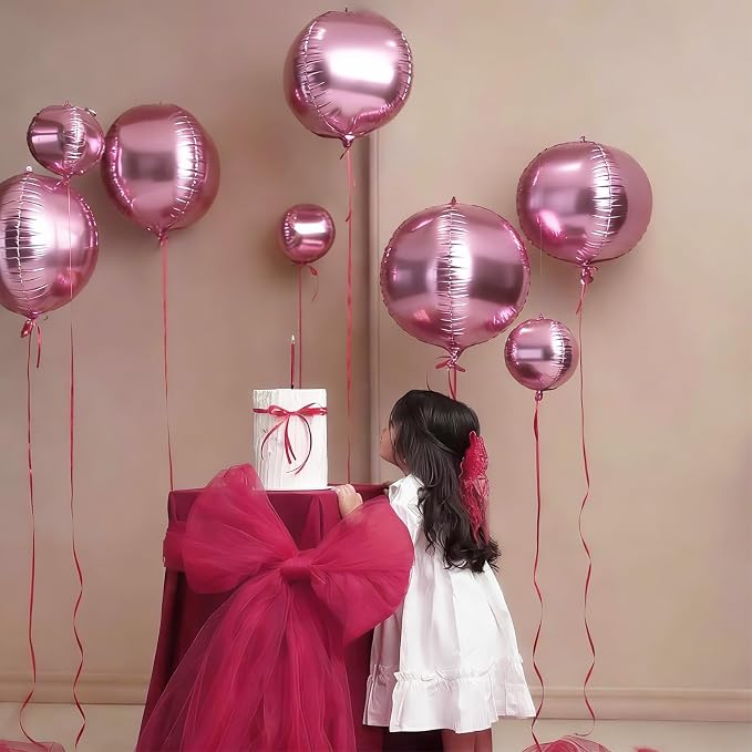 HILAVO 12PCS Pearl Pink Round Foil Balloons - Image 4