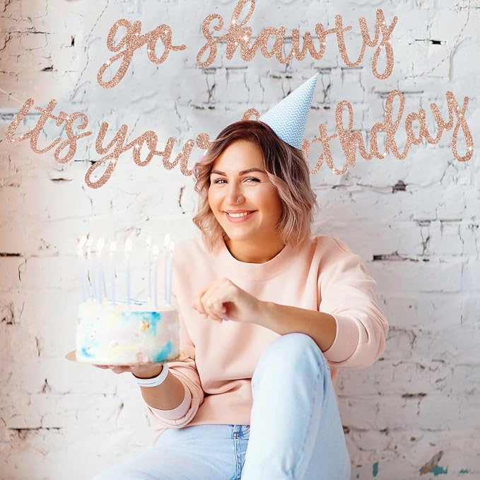BEISHIDA Rose Gold Go Shawty It's Your Birthday Banner - Image 5