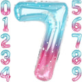 Pink Blue Number 7 Balloon 40 Inch, Foil Numeral by Unknown