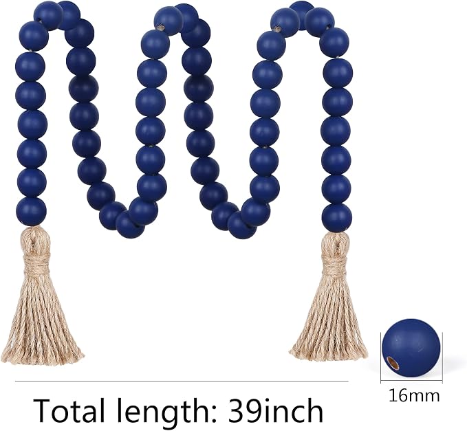 Meplait 39in Wood Bead Garland, Farmhouse Beads - Image 6