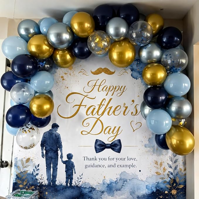 Blue Gold Balloons Garland Arch Kit, Macaron Blue Gold Confetti Balloon - Image 3