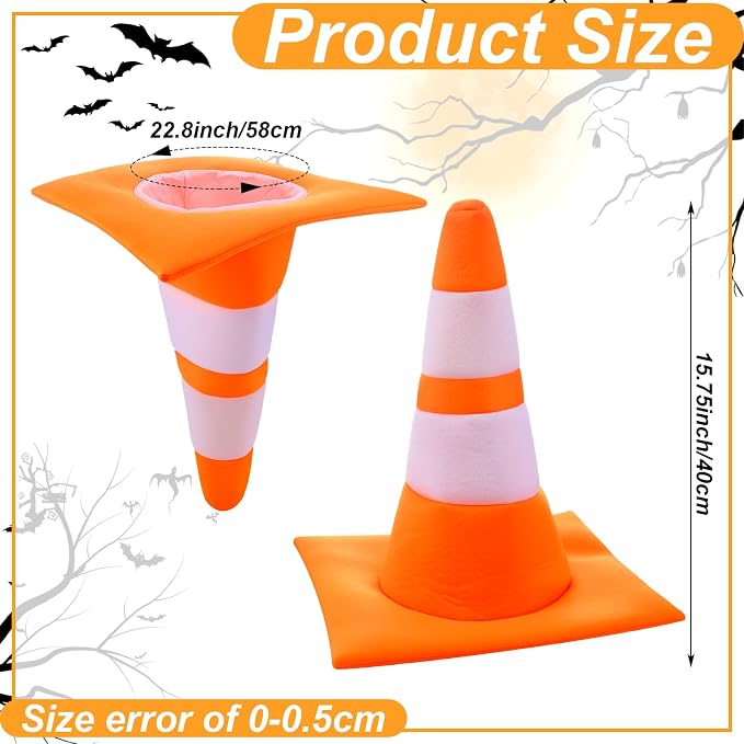 Yalikop Orange Traffic Cone Hat Halloween Construction Hat Funny Road Worker - Image 2