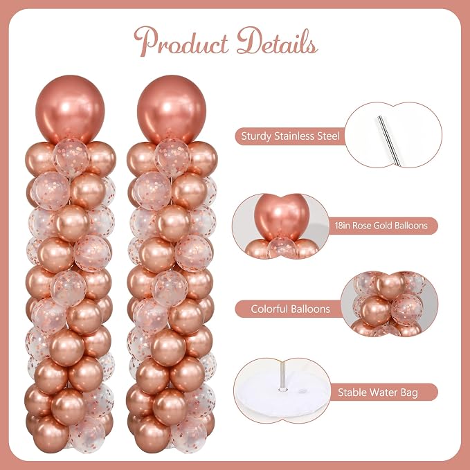 Rose Gold Balloon Column Stand Kit Set of 2 - Image 4