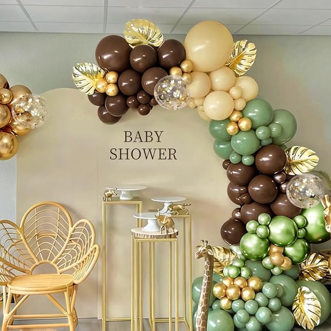 Sage Green Brown Nude Gold Balloon Garland Arch Kit - Image 6