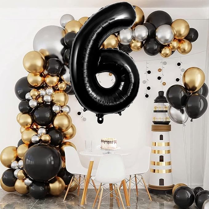 Black Number 6 Balloons 40 Inch Large Foil Balloons, Giant Number Balloon - Image 2