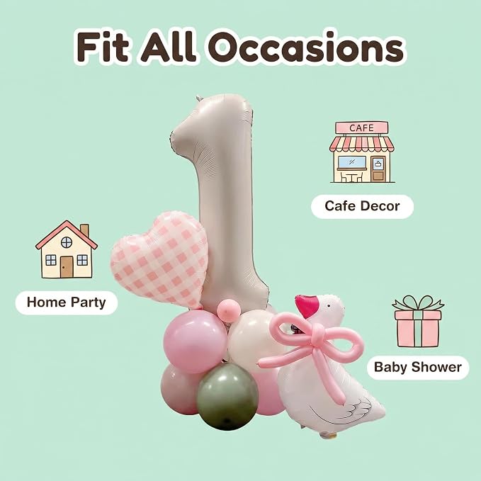 One Silly Goose Balloon Tower: Pink Gingham Party Decor Girls' First Birthday - Image 4