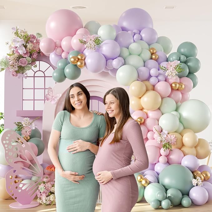 157pcs Pastel Pink and Purple Balloon Arch Garland Kit - Image 5
