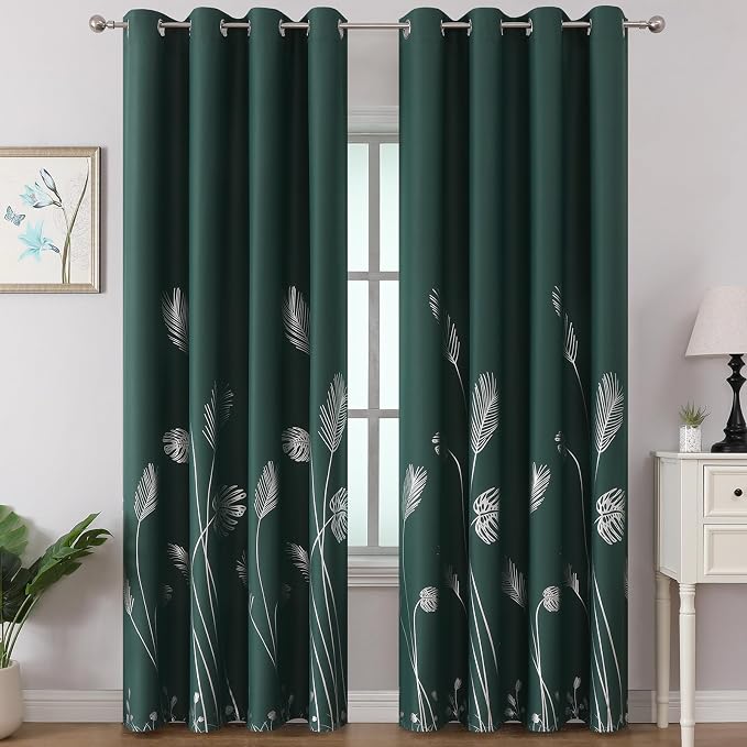 Green Blackout Curtains for Bedroom 84 Inches Long, Thermal Insulated Energy by ESTELARTEXTILER