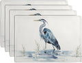 Coastal Placemats Set of 4 Summer Ocean Heron Place Mats 12x18 Inch Nautical by Wnoesat
