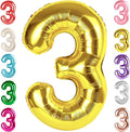 3 Balloon Numbers Birthday Decorations, 40In Gold Balloons by Mluchee