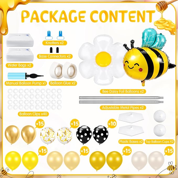 Kasyat 2 Sets Bee Theme Party Balloon Column Stand Kit - Image 3