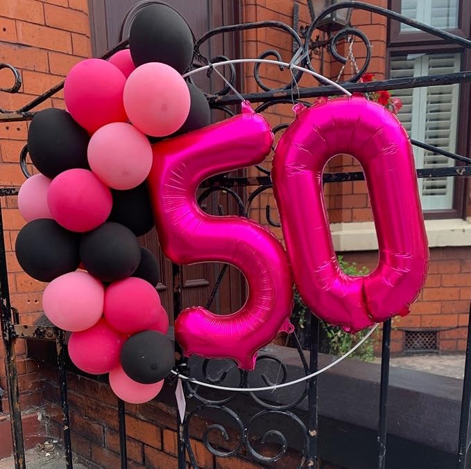 40 Inch Hot Pink 50 Number Balloons Giant Jumbo Huge 50 Foil Mylar Helium - Image 3
